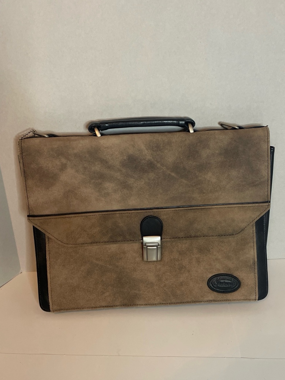 Vintage Stetson Leather Briefcase Messenger Man Bag 15x12 In. Distressed Rugged